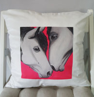 Horse Off White Fleecy Cushion Cover 'Bound by Love'