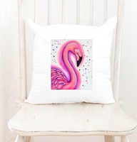 Flamingo Off White Fleecy Cushion Cover 'The pink lady'