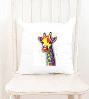 Giraffe Off White Fleecy Cushion Cover 'The sky is the limit'